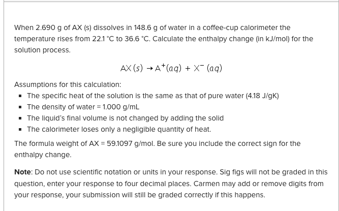 Solved When 2 690 G Of Ax S Dissolves In 148 6 G Of Wat Chegg Com