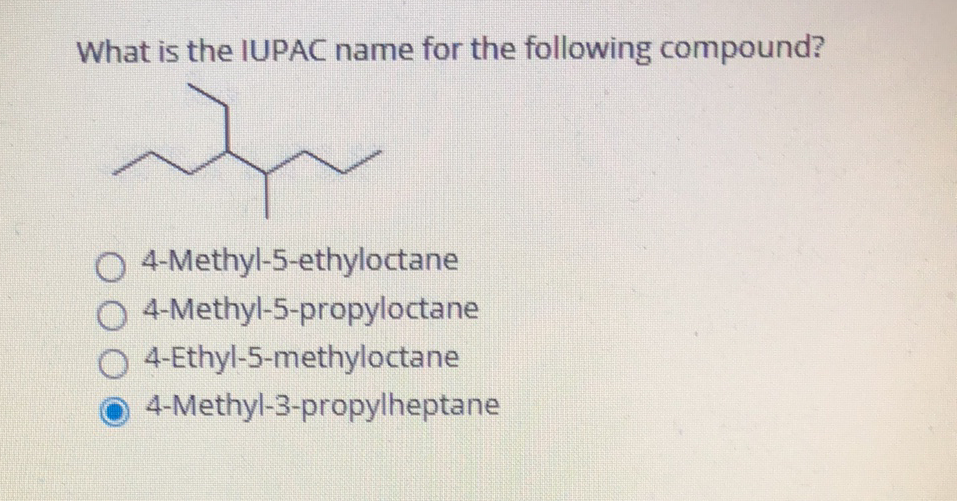 Solved What Is The Iupac Name For The Following Compound O