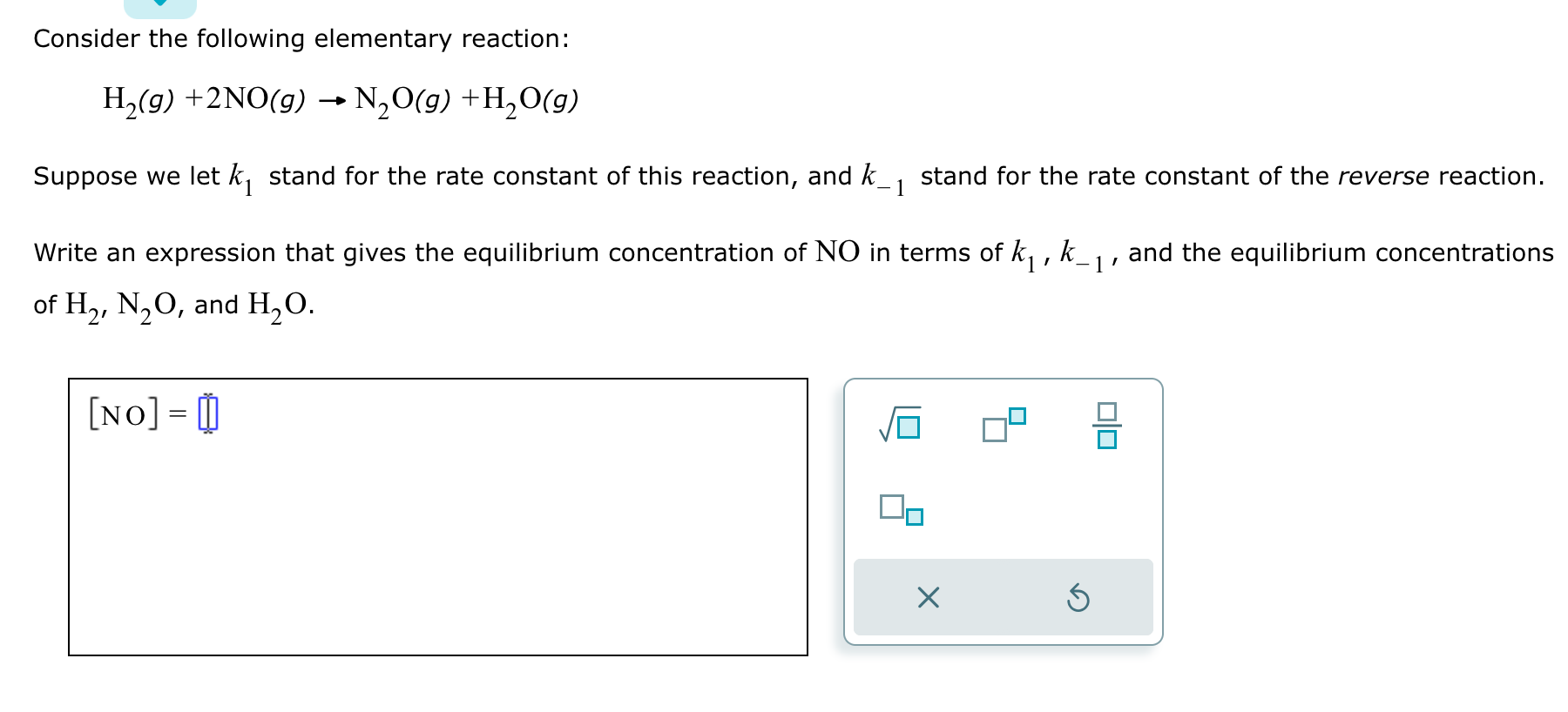 Solved Consider the following elementary reaction: | Chegg.com