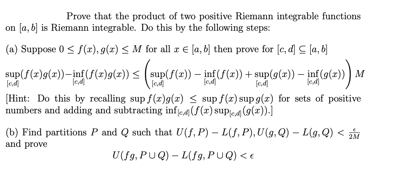 Solved Prove that the product of two positive Riemann | Chegg.com