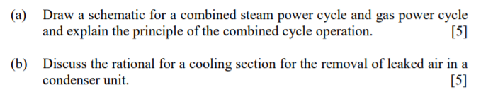 Solved (a) Draw a schematic for a combined steam power cycle | Chegg.com