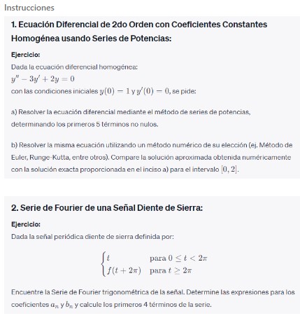 1. Ecuación Diferencial de 2do Orden con Coeficientes Constantes Homogénea usando Series de Potencias: Ejercicio: Dada la ecu