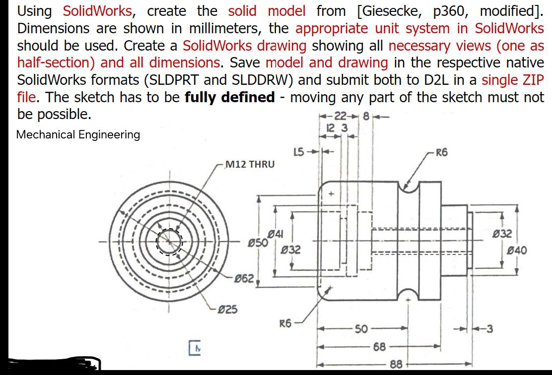 Solved Using SolidWorks, create the solid model from | Chegg.com