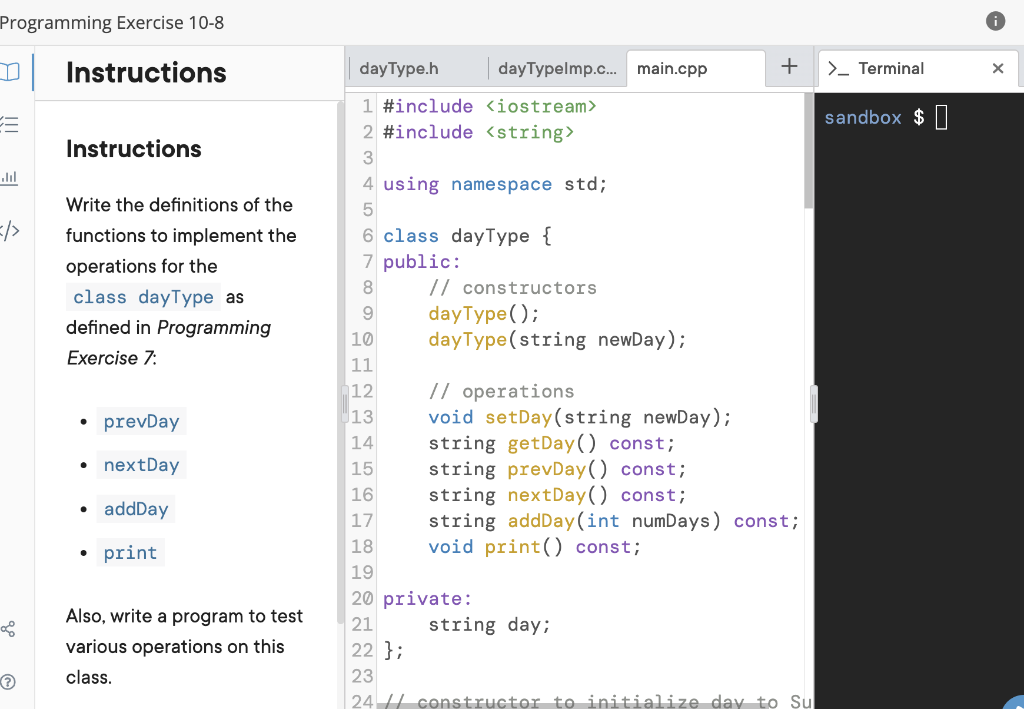 Solved Programming Exercise 10-8 | Chegg.com