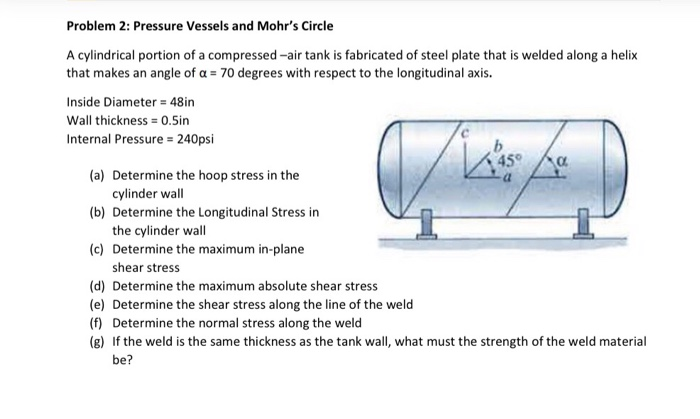 Solved Problem 2: Pressure Vessels and Mohr's Circle A | Chegg.com
