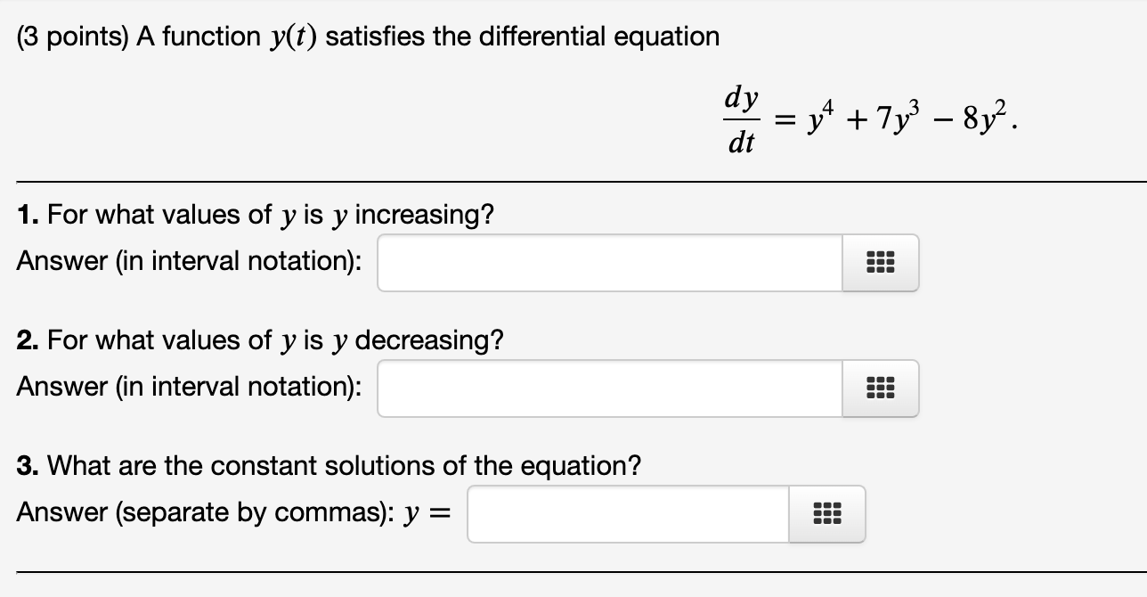 Solved 3 Points A Function Y T Satisfies The Differential