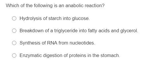 Which Of The Following Is An Anabolic Reaction Solved Which of the following is an anabolic reaction? | Chegg.com