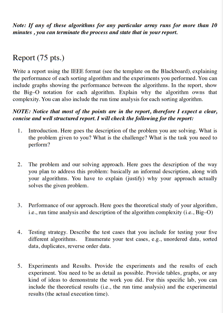 Solved COSC1437 Lab Assignment on Sorting Algorithms | Chegg.com