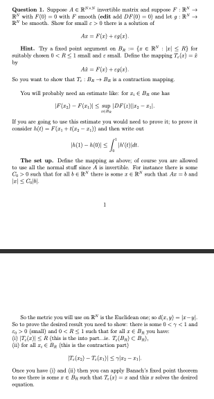 Question 1 Suppode A E Rn Invertible Matrix And S Chegg Com