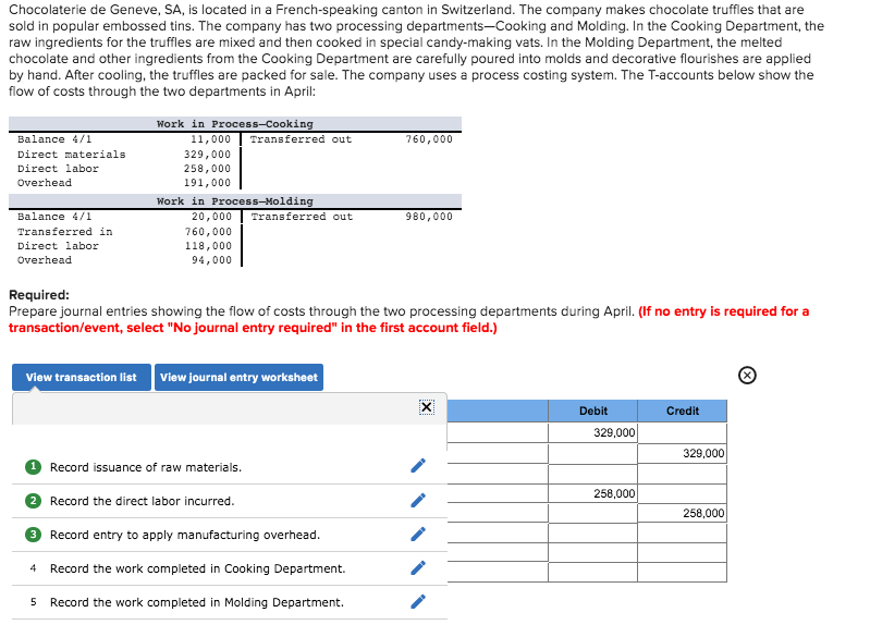 Solved Chocolaterie de Geneve, SA, is located in a