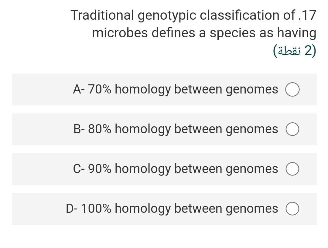 Solved Traditional genotypic classification of 17 microbes | Chegg.com