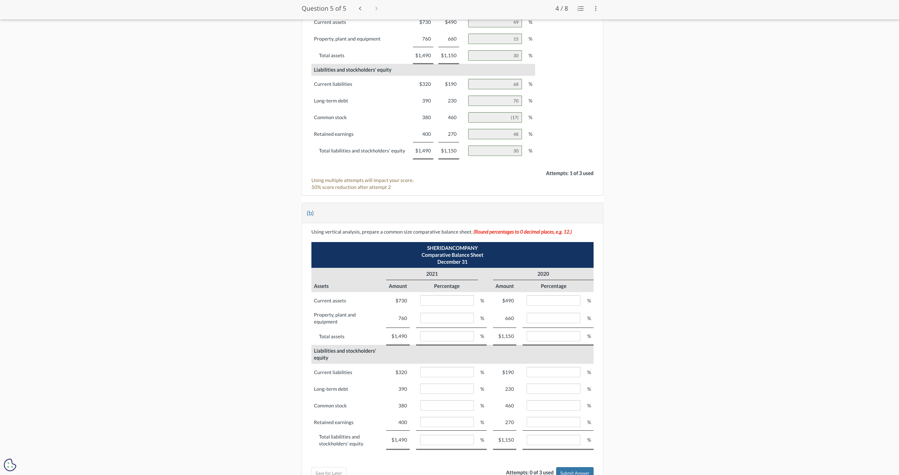 using vertical analysis prepare a common size comparative balance sheet