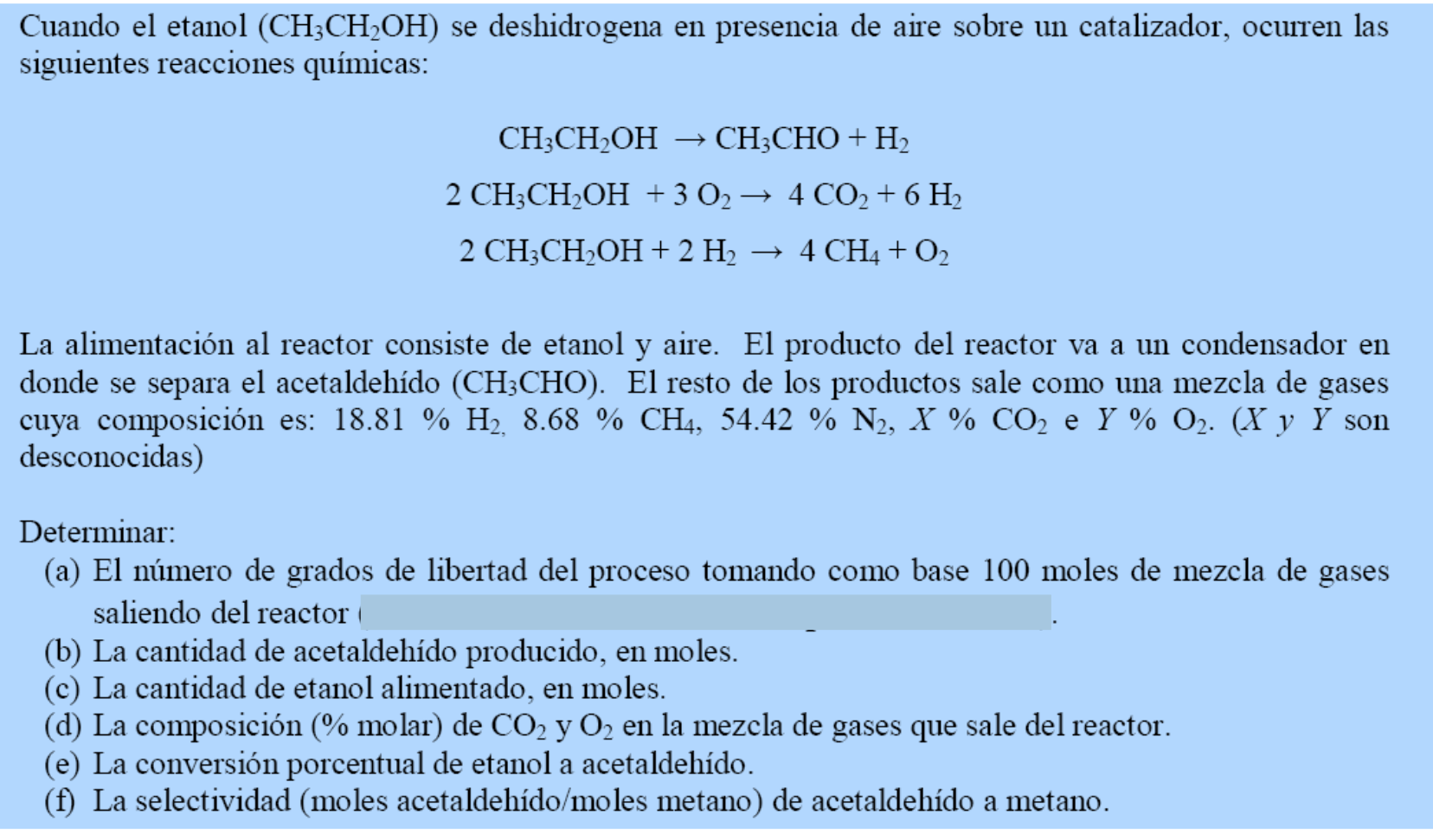 Solved Cuando el etanol (CH3CH2OH) se deshidrogena en | Chegg.com