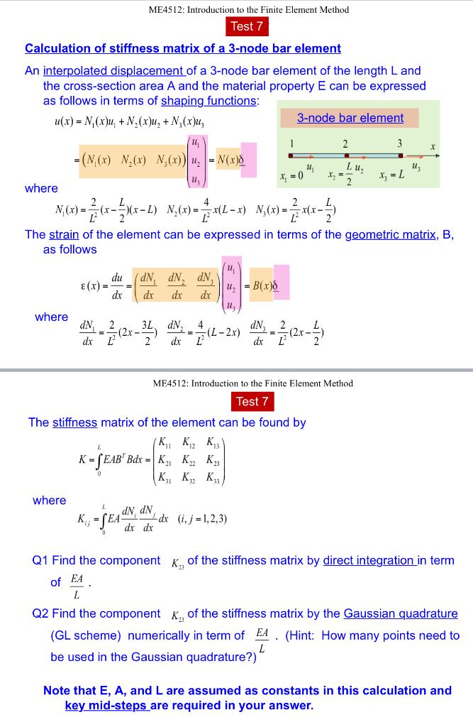 Solved ME4512: Introduction To The Finite Element Method | Chegg.com