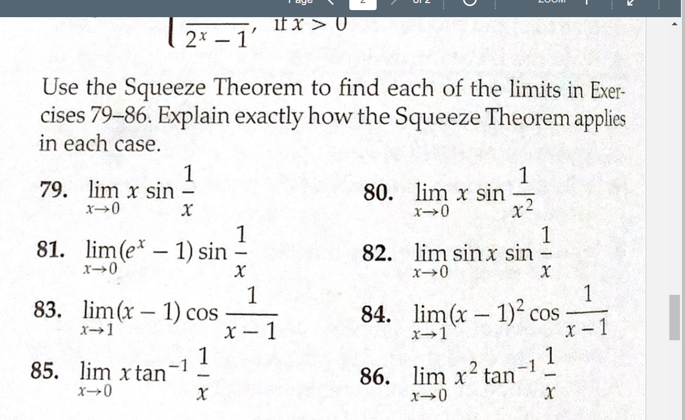 Solved Use The Squeeze Theorem To Find Each Of The Limits In | Chegg.com