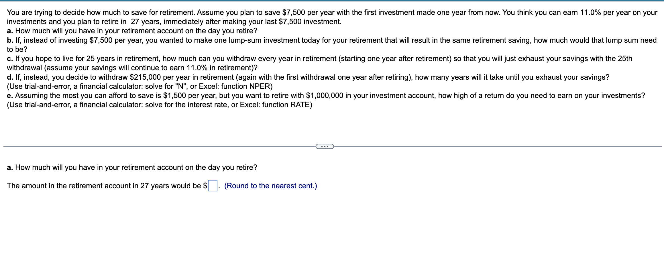 Solved Investments And You Plan To Retire In 27 Years, | Chegg.com