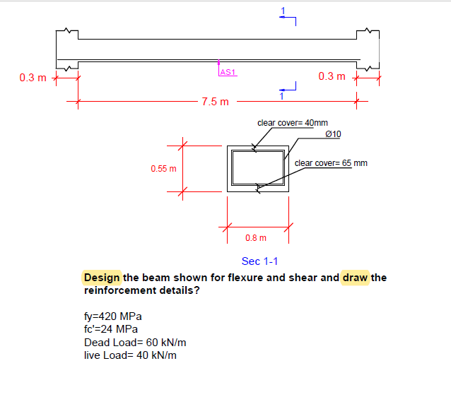 Solved Reinforced Concrete BeamUse ACI 318-19 Building code | Chegg.com