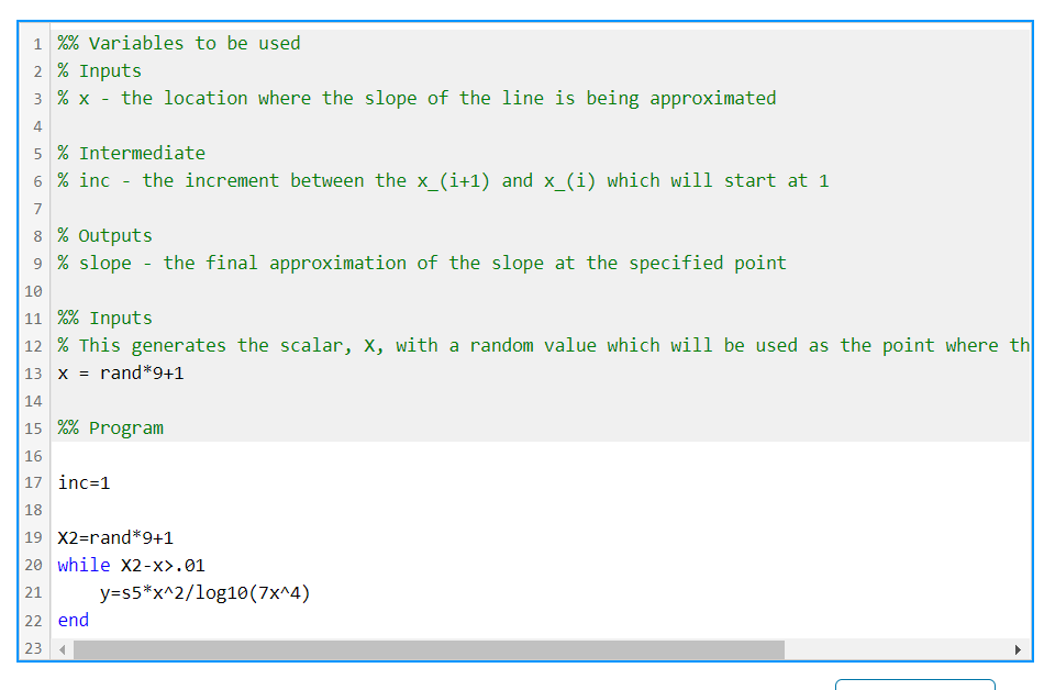1 %% Variables to be used 2 % Inputs 3 % x - the | Chegg.com