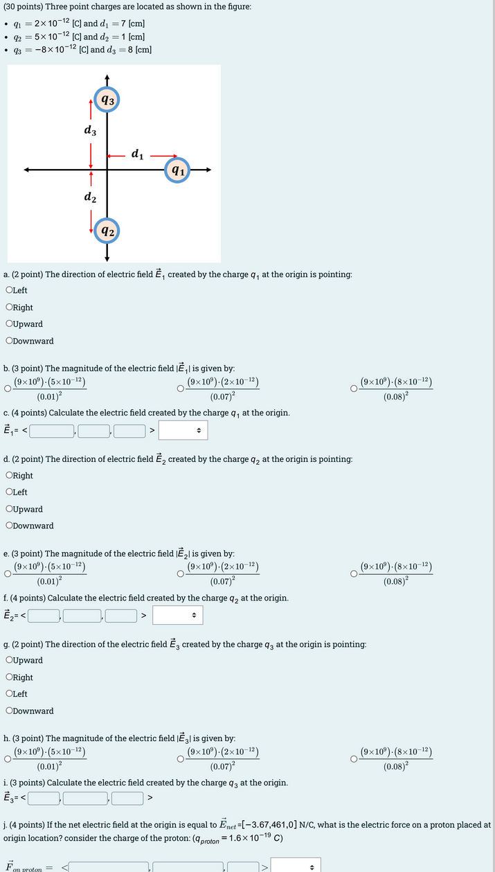 Solved (y) Three Point Charges Are Located As Shown In 