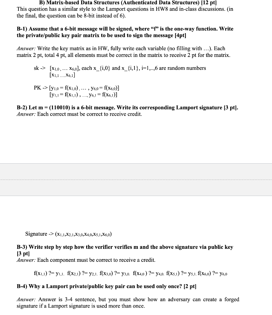 B) Matrix-based Data Structures (Authenticated Data | Chegg.com