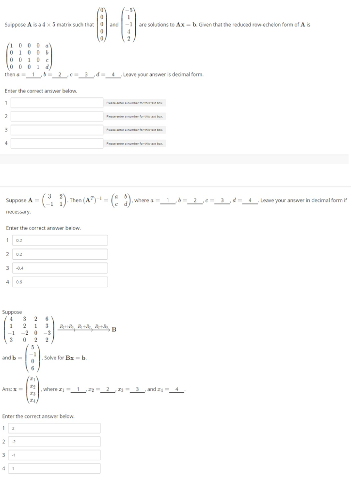 Solved Suippose A is a 4 x 5 matrix such that and 5 -- are | Chegg.com
