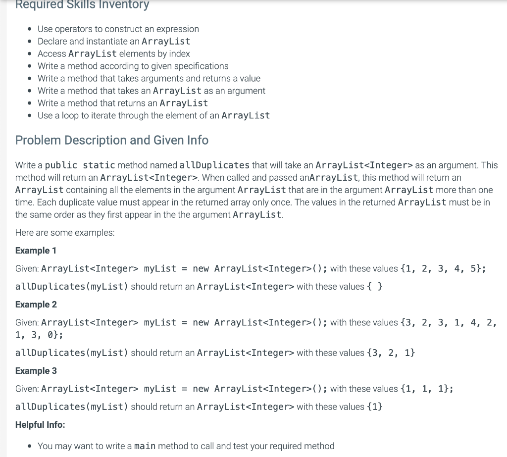 Solved Required Skills Inventory - Use operators to | Chegg.com