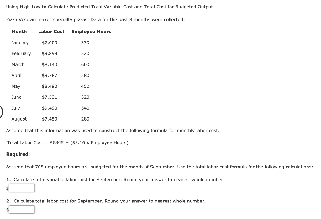 Solved Using High Low To Calculate Predicted Total Variable Chegg Solved Using High Low To Calculate Predicted Total Variable Chegg