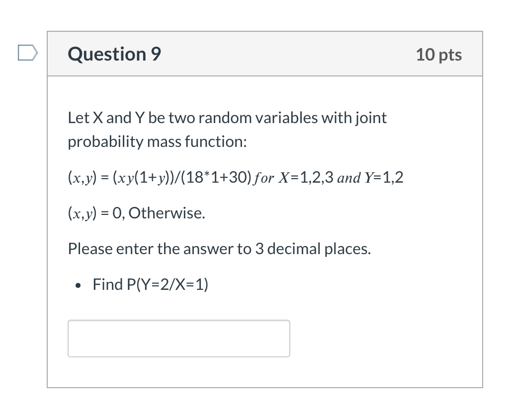 Solved Question 9 10 Pts Let X And Y Be Two Random Variab Chegg Com