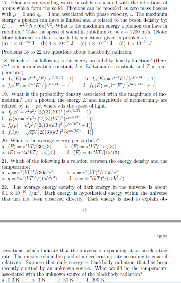 Solved 17. Phonons are standing waves in solids associated | Chegg.com