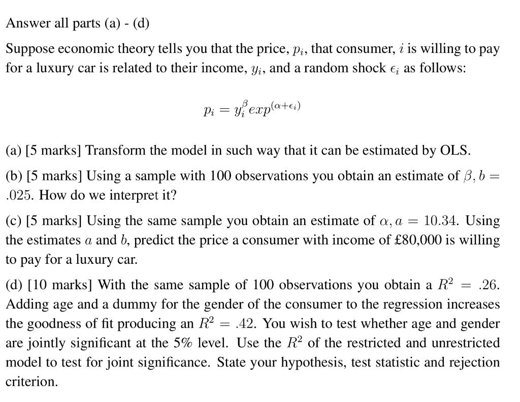 Solved Answer All Parts (a) - (d) Suppose Economic Theory | Chegg.com