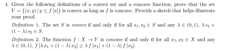 Solved Given the following definitions of a convex set and a | Chegg.com