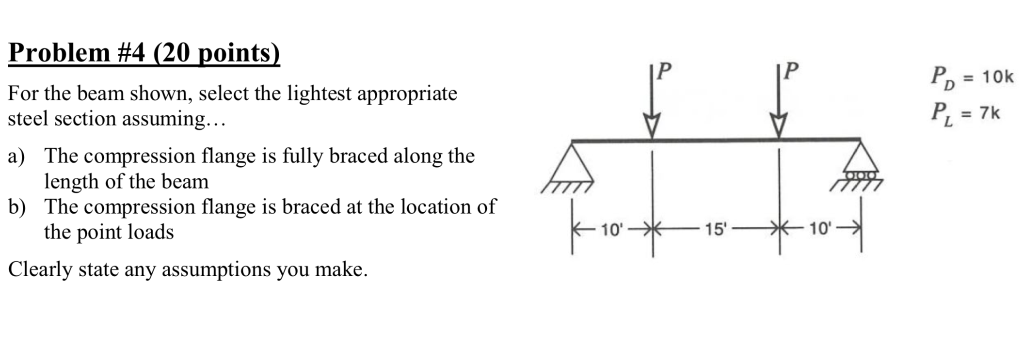 Problem #4 (20 points For the beam shown, select the | Chegg.com