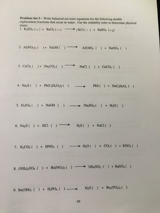 Solved Write balanced net ionic equations for the following | Chegg.com