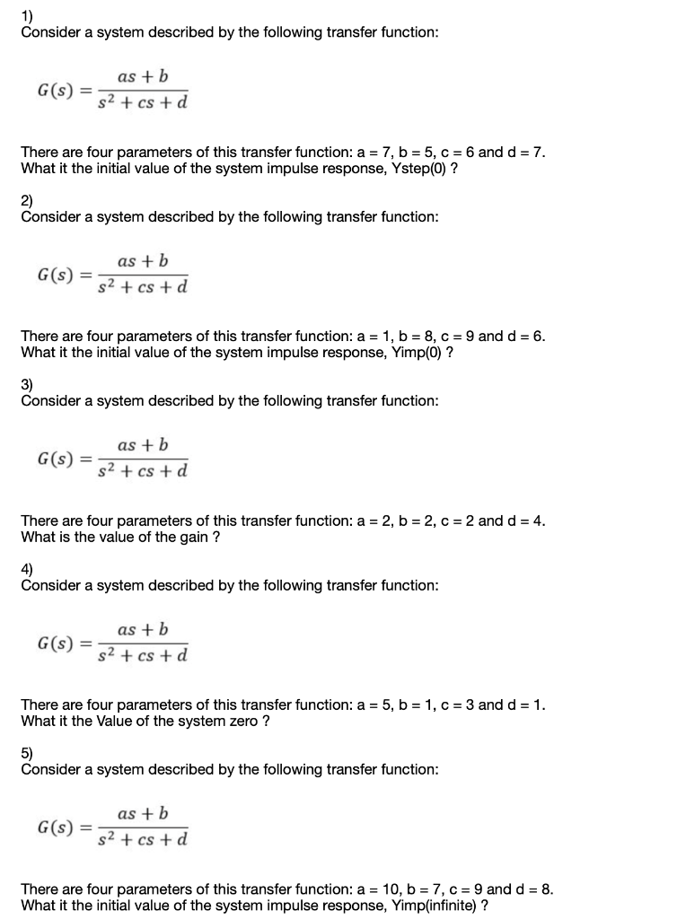 Solved 1) Consider a system described by the following | Chegg.com