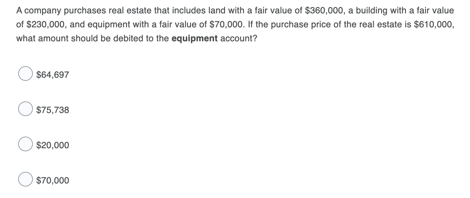 Solved A company purchases real estate that includes land | Chegg.com