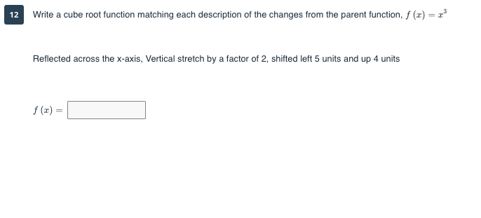 Solved 12 Write a cube root function matching each | Chegg.com