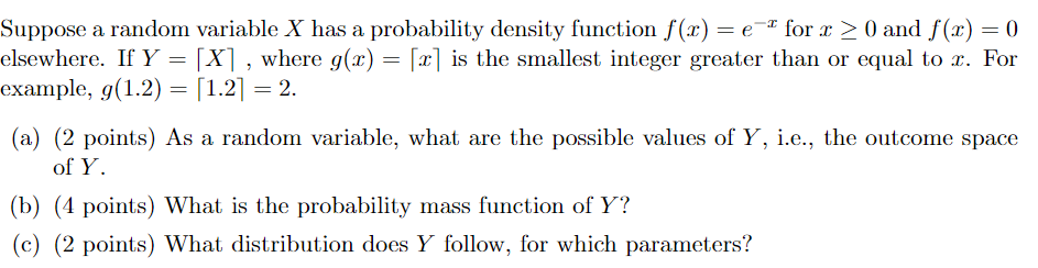 Solved Suppose a random variable X has a probability density | Chegg.com