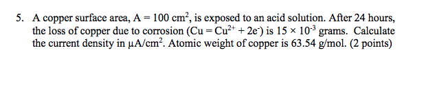 Solved 5. A copper surface area, A = 100 cm², is exposed to | Chegg.com