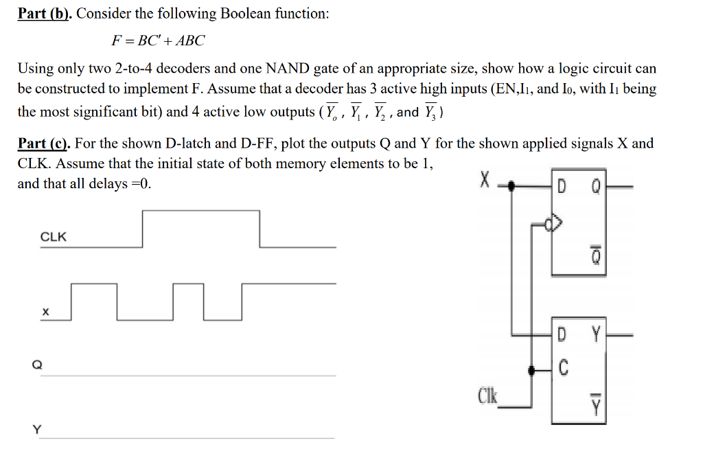 Solved Part (b). Consider The Following Boolean Function: | Chegg.com