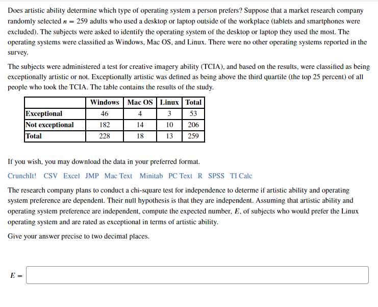 Solved Does Artistic Ability Determine Which Type Of Chegg