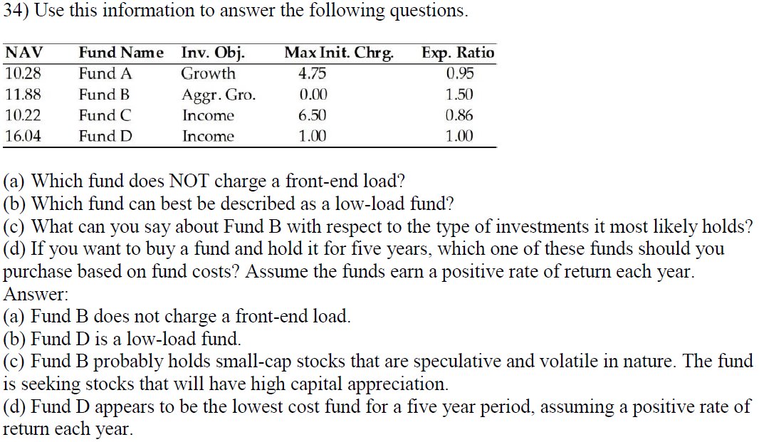 Solved 34) Use this information to answer the following | Chegg.com