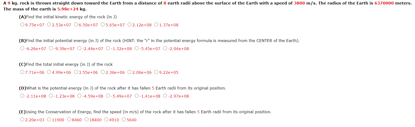 Solved A 9 kg. rock is thrown straight down toward the Earth | Chegg.com