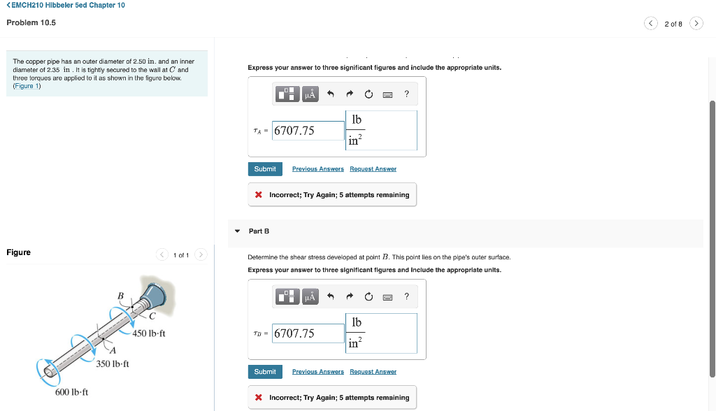 Solved Determine The Shear Stress Developed At Point B. | Chegg.com