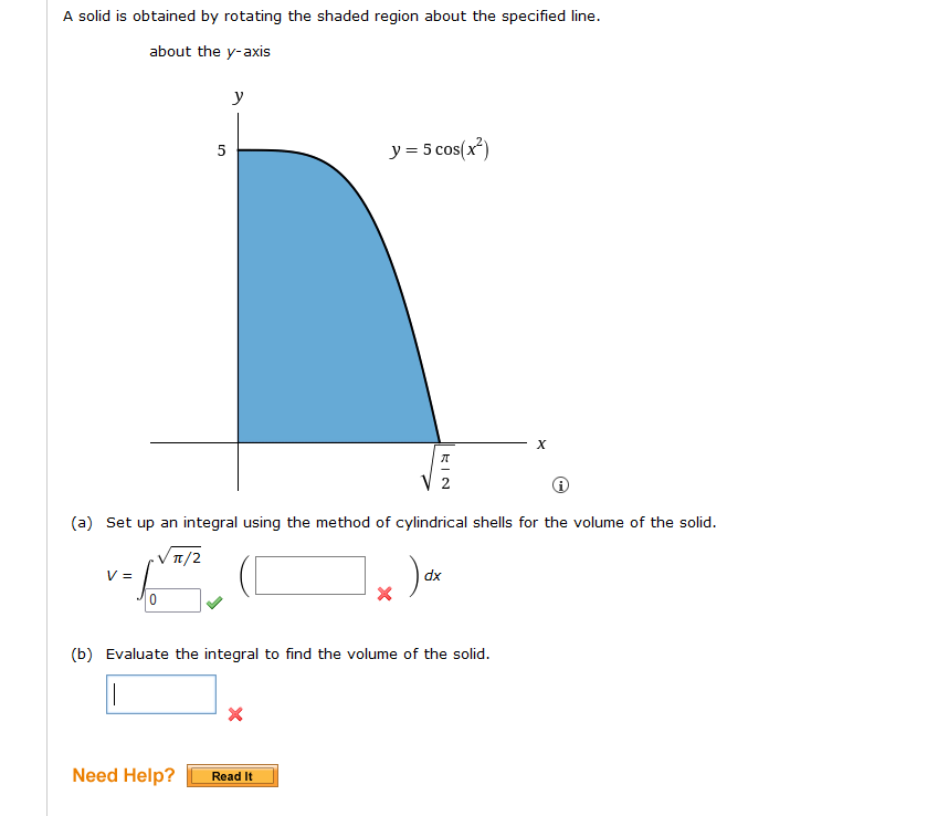 Solved A solid is obtained by rotating the shaded region | Chegg.com