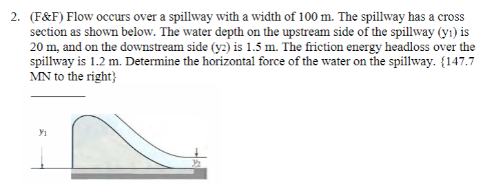 Solved Flow occurs over a spillway with a width of 100 m. | Chegg.com