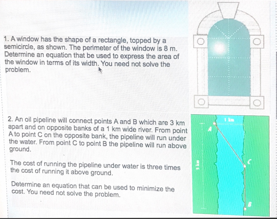 Solved 1. A window has the shape of a rectangle, topped by a | Chegg.com
