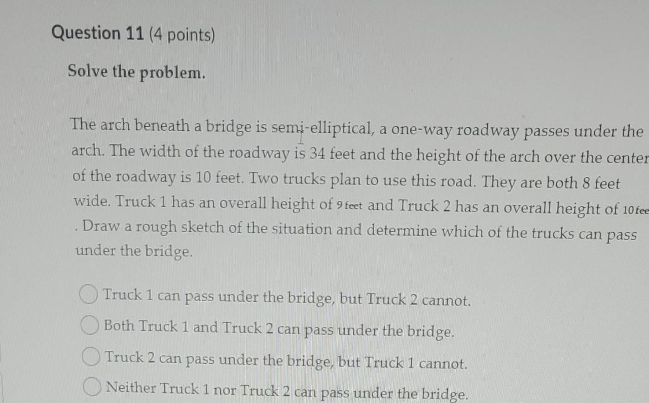 Solved Question 11 (4 points) Solve the problem. The arch | Chegg.com