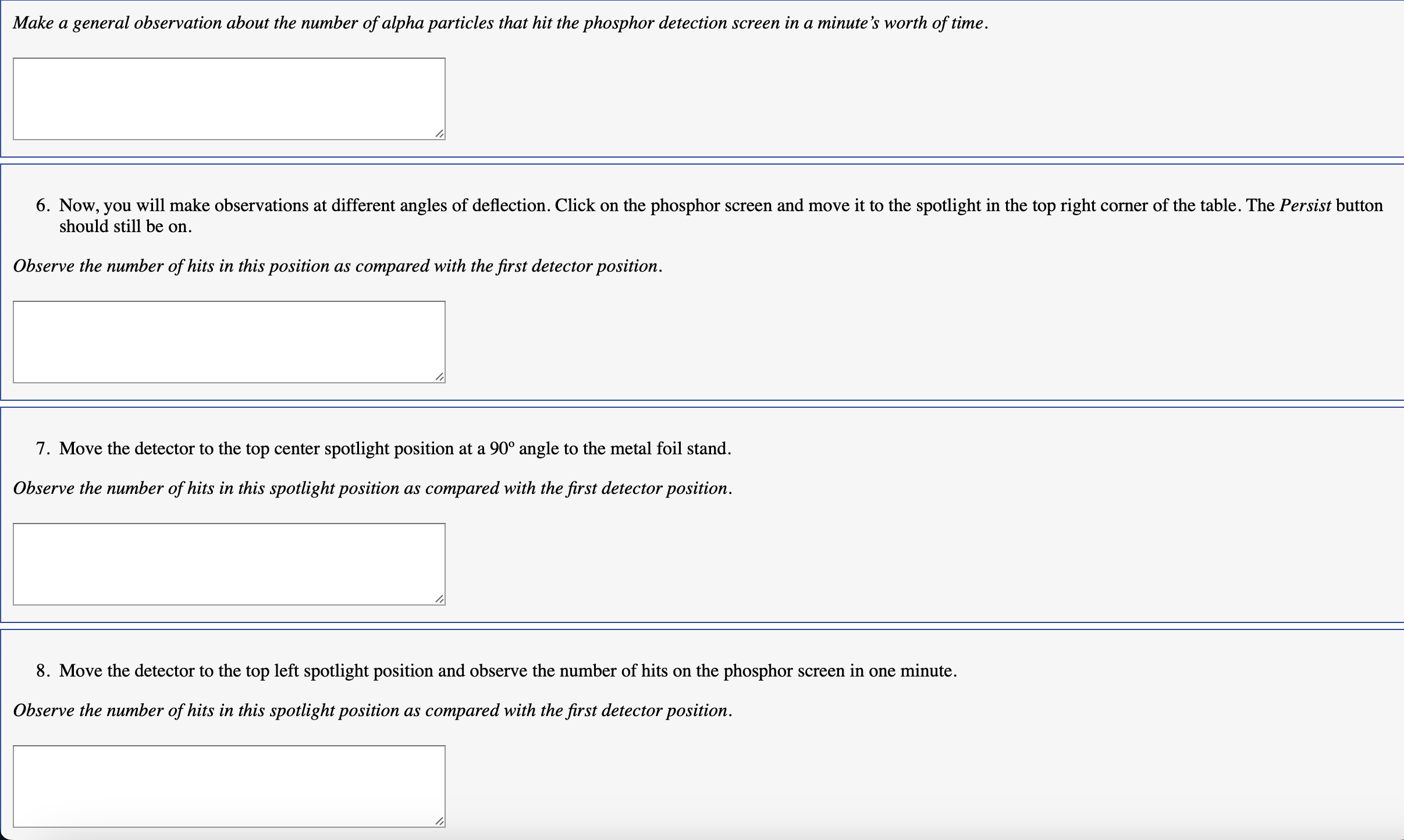 Solved 6. Now, you will make observations at different | Chegg.com