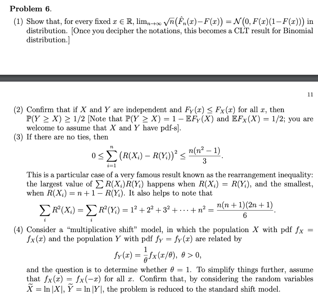 Problem 6 1 Show That For Every Fixed X R L Chegg Com