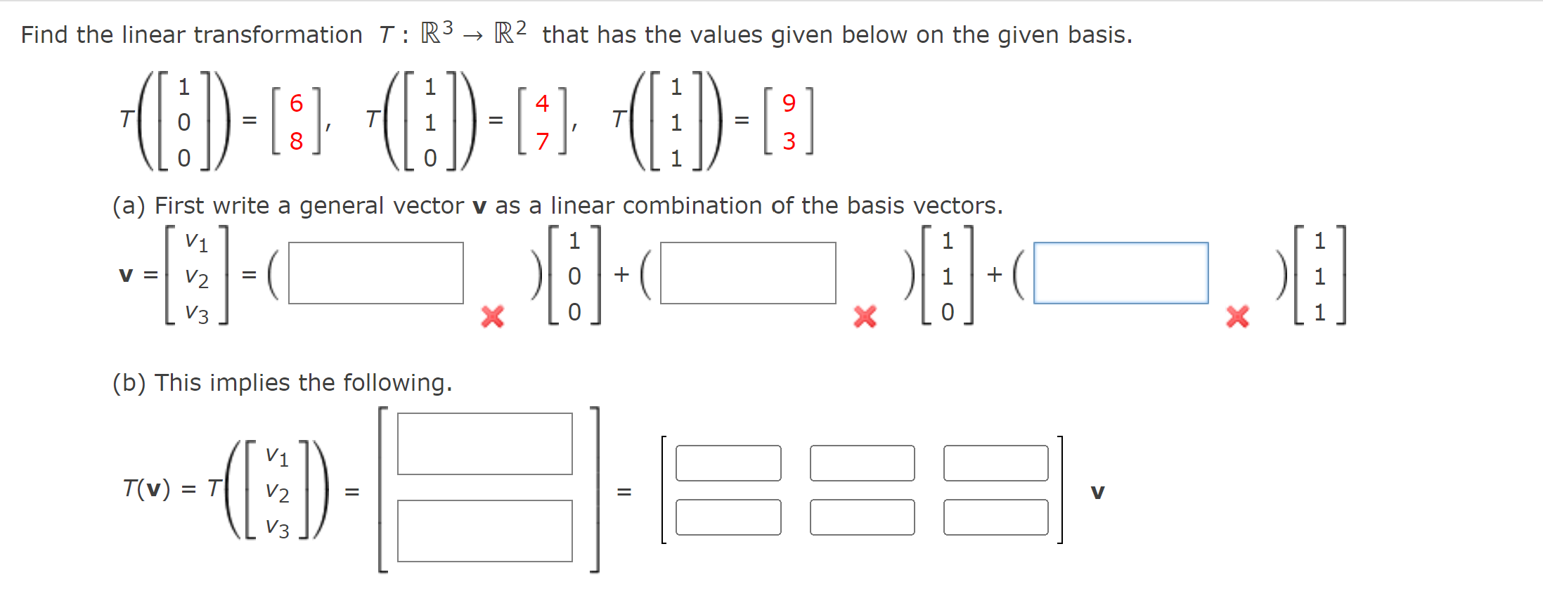 Solved Find The Linear Transformation T R3 → R2 That Has